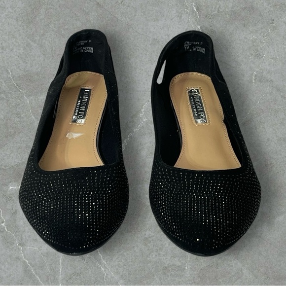 London Fog Collection Black Fabric Slip On Flat Shoes Rhinestones Women's 7M - Picture 4 of 12